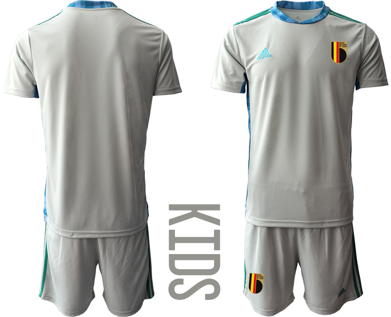 Youth 2021 European Cup Belgium grey goalkeeper Soccer Jersey->belgium jersey->Soccer Country Jersey